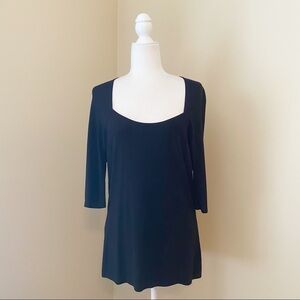 Lafayette 148 Knit 3/4 Sleeve Black Top - 10